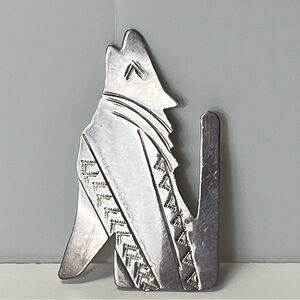 G Nelson Signed Navajo Sterling Silver Coyote Pin Brooch Southwest 3”